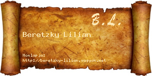 Beretzky Lilian névjegykártya